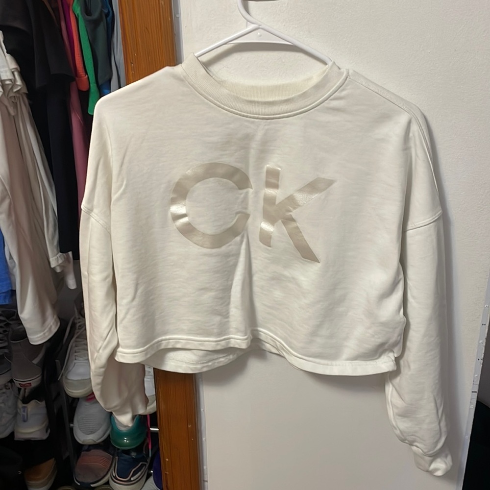cropped long sleeve crew neck